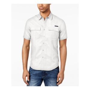 SEANJOHN Mens White Short Sleeve Point Collar Classic Fit Button Down Shirt 4XL